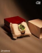 POEDAGAR 825 Men’s Stainless Steel Quartz Watches Waterproof Minimalist Gold Band green watches