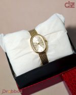 Sunlifex Luxury Oval Gold Mesh Watch – Elegant Minimalist Edition