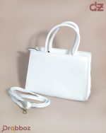 Drobboz Noir Quilted Executive Satchel – White Structured Crossbody Handbag - Image 4