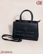 Drobboz Noir Quilted Executive Satchel – Black Structured Crossbody Handbag