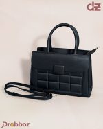 Drobboz Noir Quilted Executive Satchel – Black Structured Crossbody Handbag - Image 4