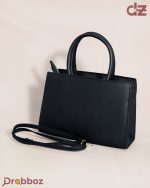 Drobboz Noir Quilted Executive Satchel – Black Structured Crossbody Handbag - Image 3