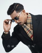 DROBBOZ Marble Artisan Square Sunglasses – Rimless Gold-Tone Frames with Marble Acetate Temples - Image 3