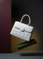 Drobboz Noir Quilted Executive Satchel – White Structured Crossbody Handbag