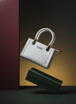 ZARA Elegant Braided Handle Satchel – White Gold-Tone Structured Handbag