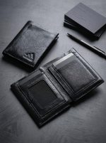 Slim Leather Vertical Bi-Fold Wallet (Black & Brown) | Drobboz - Image 2