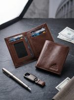 Slim Leather Vertical Bi-Fold Wallet (Black & Brown) | Drobboz